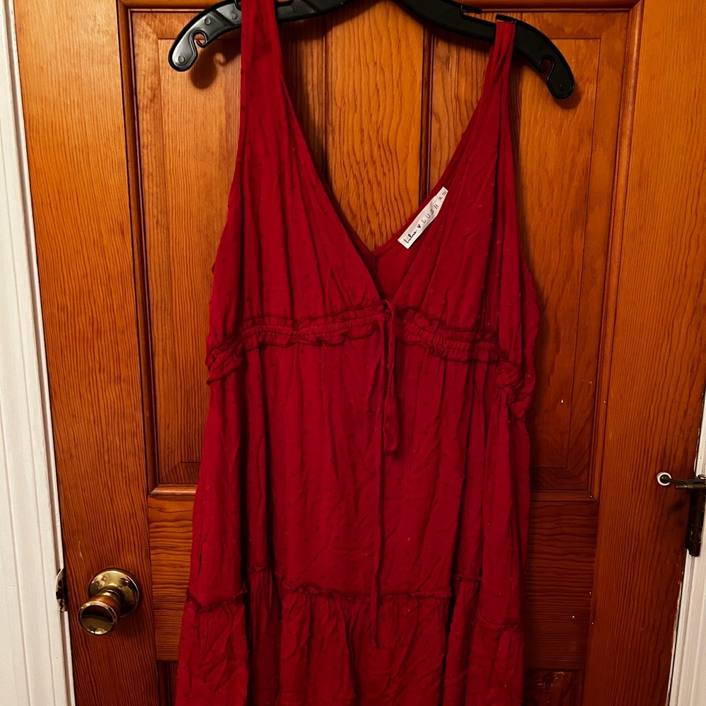 Lulus Deep V Mini Red Swiss Dot Dress XL